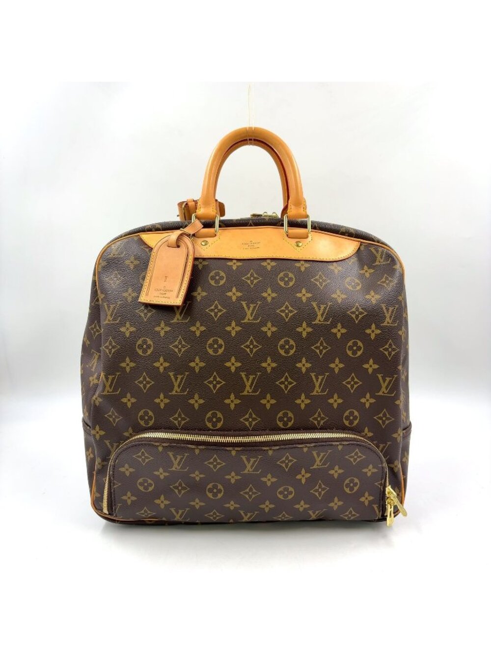 Louis Vuitton Evasion Monogram Leather Brown Light Boston Bag Gold